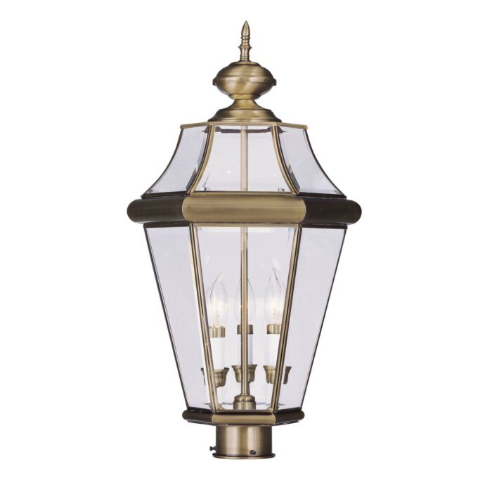 Georgetown 3-Light Post-Top Lanterm in Antique Brass