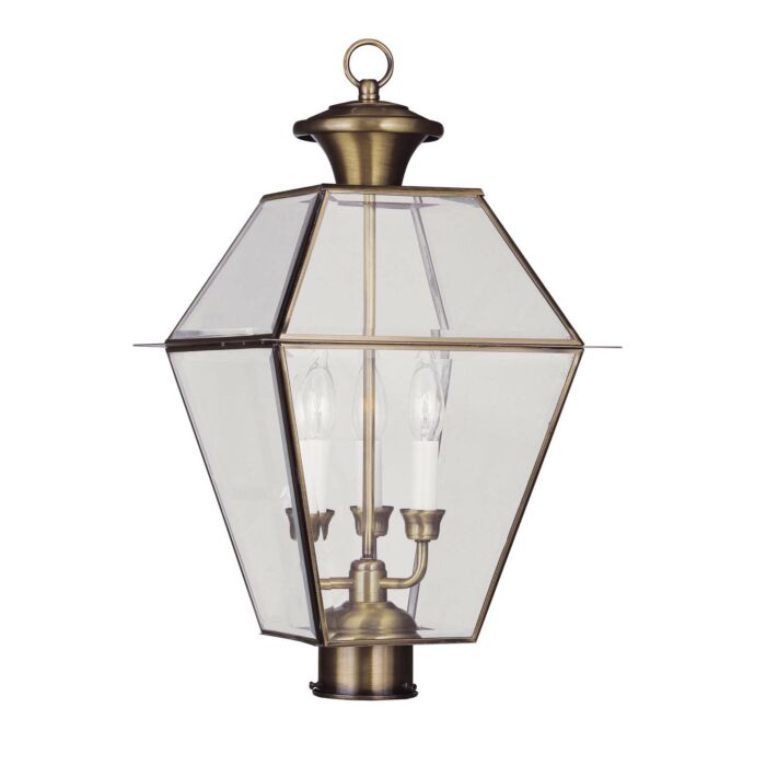 Westover 3-Light Post-Top Lanterm in Antique Brass