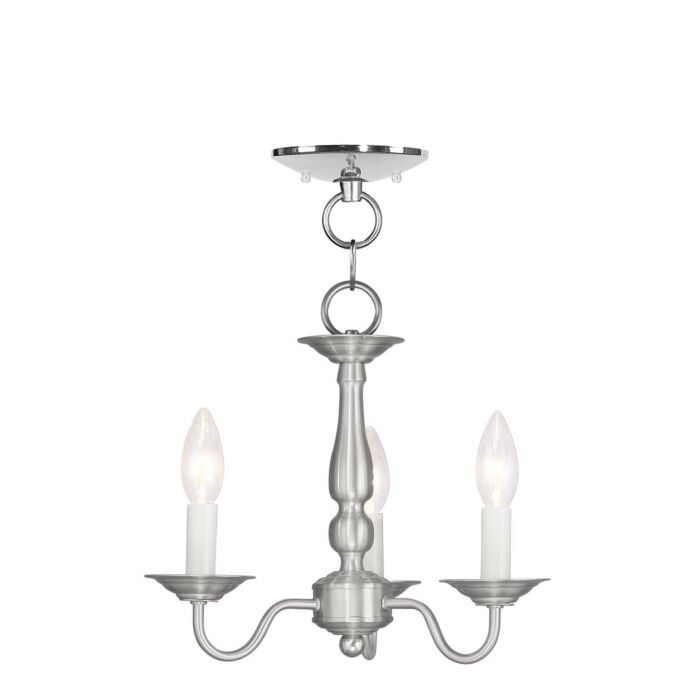 Williamsburgh 3-Light Mini Chandelier with Ceiling Mount in Brushed Nickel