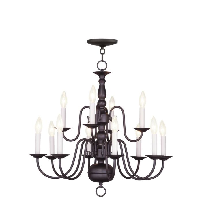 Williamsburgh 12-Light Chandelier in Bronze
