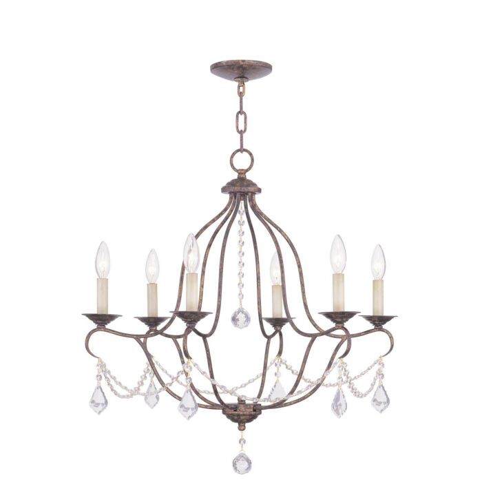 Chesterfield 6-Light Chandelier in Hand Applied Venetian Golden Bronze