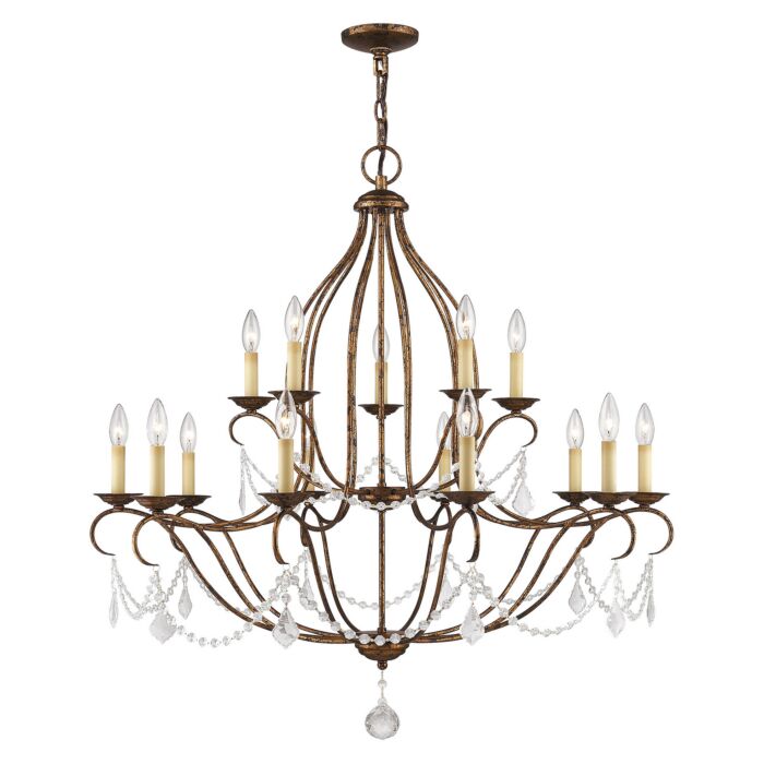 Chesterfield 15-Light Chandelier in Hand Applied Venetian Golden Bronze