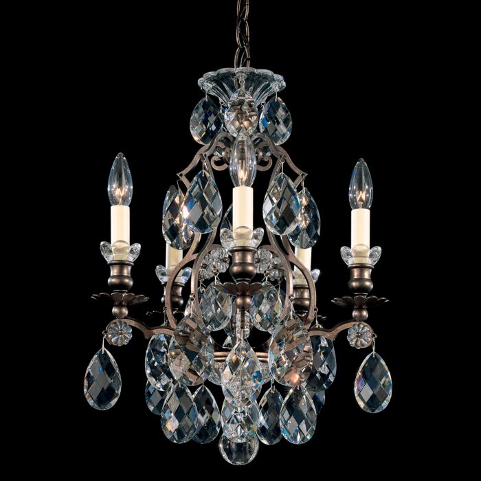 Schonbek Renaissance 5 Light Chandelier in Heirloom Bronze with Clear Heritage Crystals