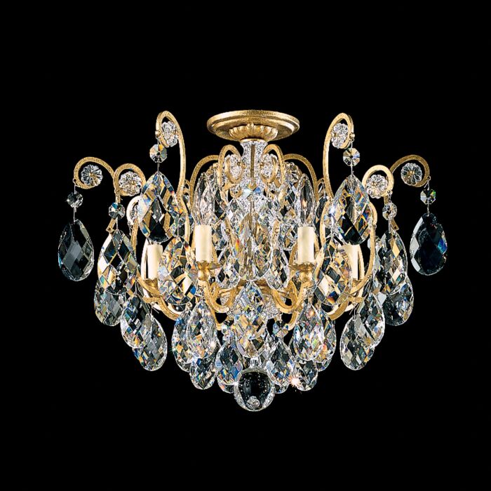 Schonbek Renaissance 6 Light Ceiling Light in Heirloom Gold with Clear Heritage Crystals