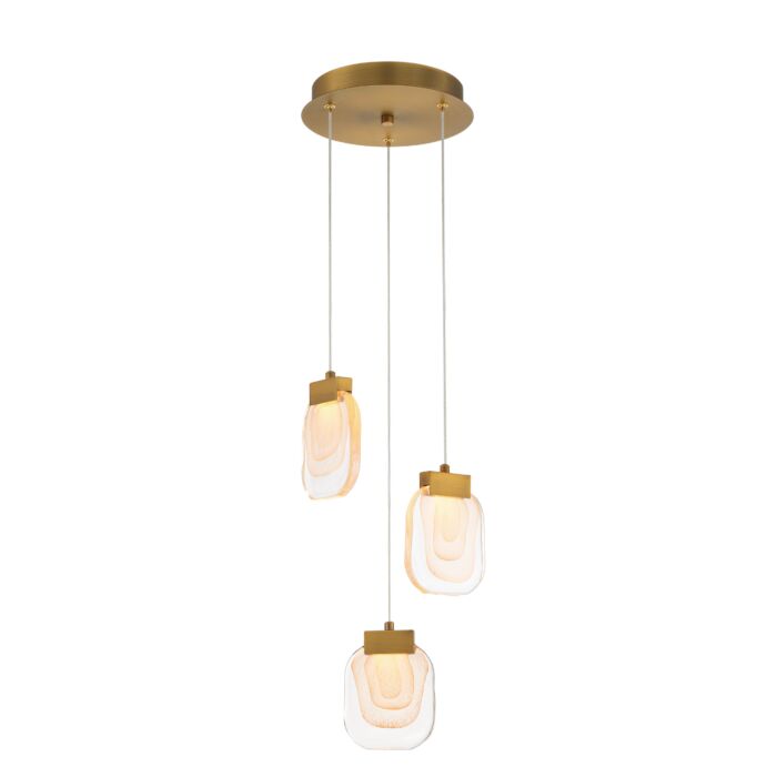 Eurofase Paget 3 Light Chandelier in Gold