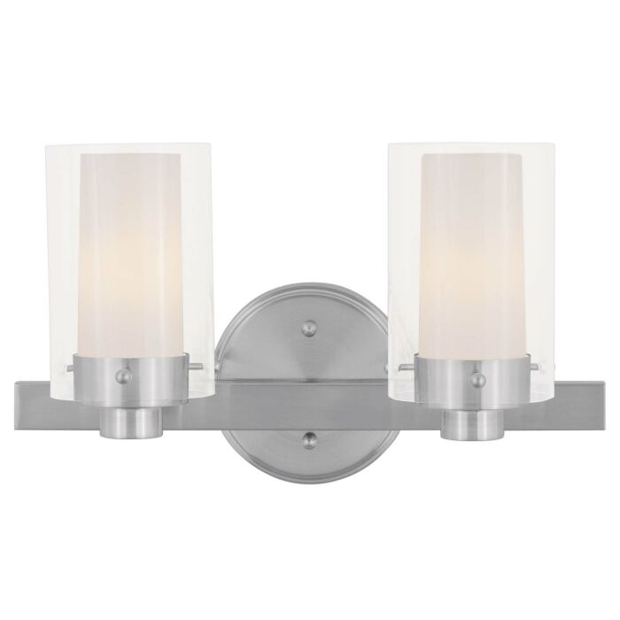 Manhattan 2-Light Bathroom Vanity Light in Brushed Nickel