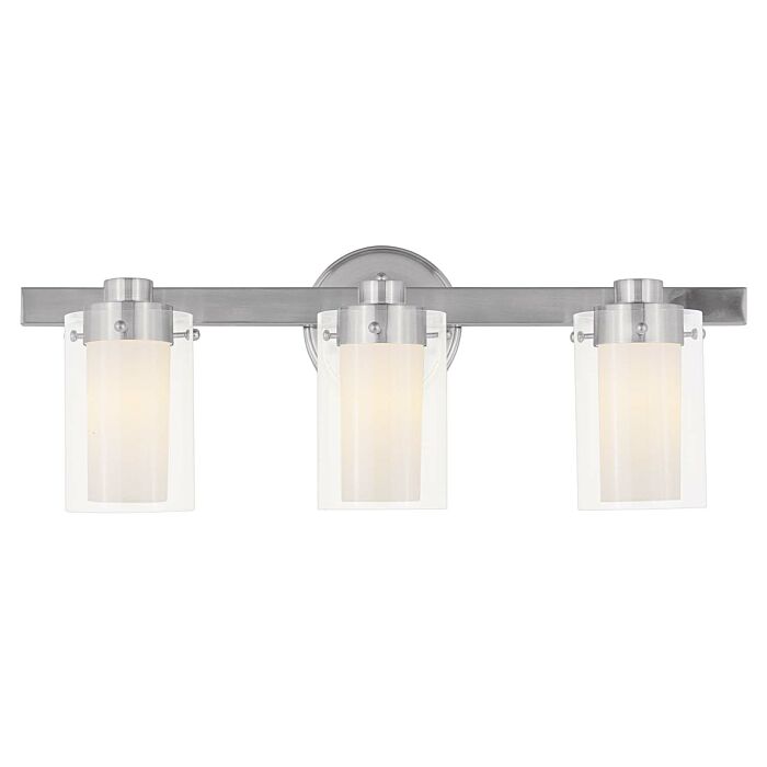 Manhattan 3-Light Bathroom Vanity Light in Brushed Nickel