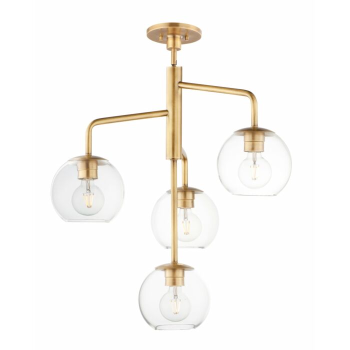 Maxim Branch 4 Light Pendant Light in Natural Aged Brass