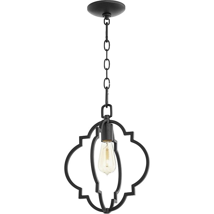 Quorum Dublin Quatrefoil 11 Inch Pendant Light in Noir
