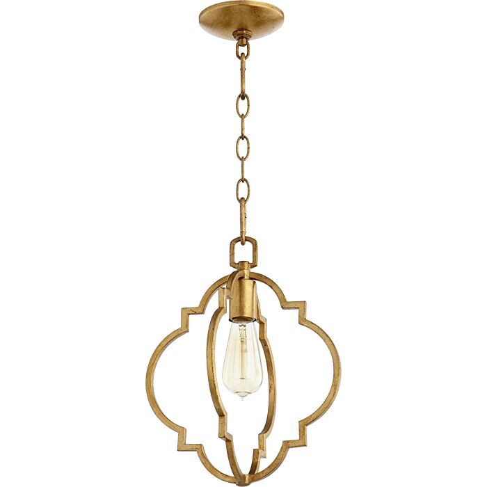 Quorum Dublin Quatrefoil 11 Inch Pendant Light in Gold Leaf