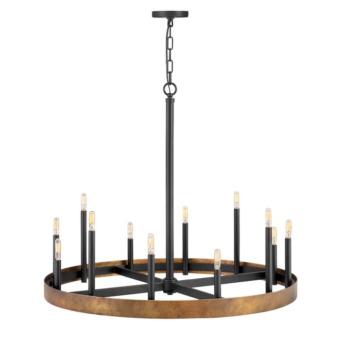 Hinkley Wells 12 Light Chandelier in Weathered Brass
