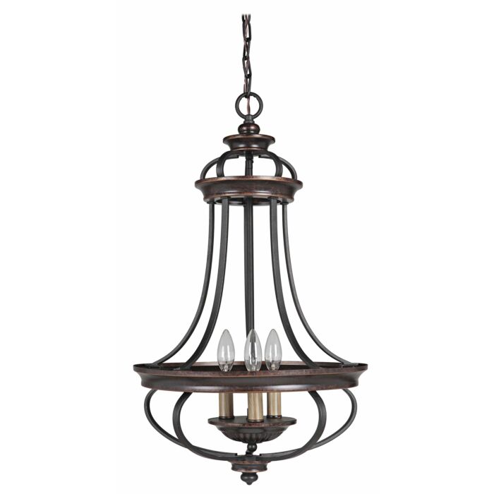 Craftmade Stafford 3 Light 16 Inch Foyer Light in Aged Bronze with Textured Black