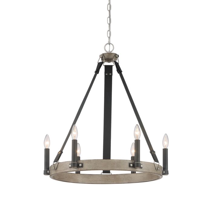 Minka Lavery Rawson Ridge 6 Light Chandelier in Aged Silverwood And Coal