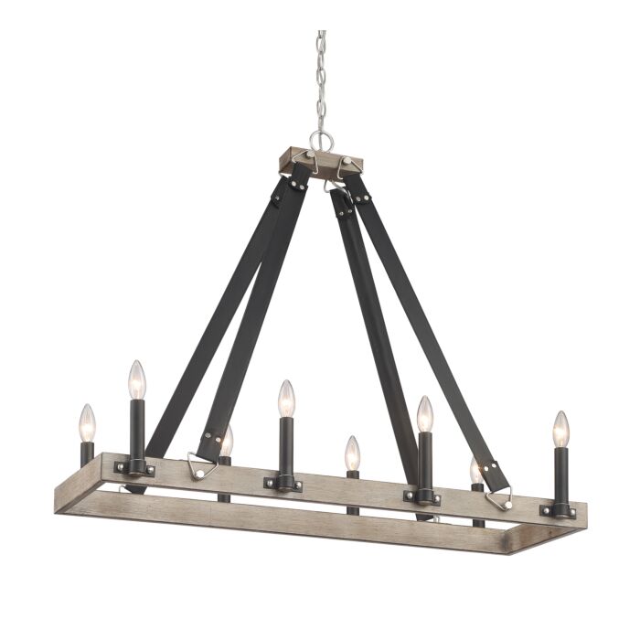 Minka Lavery Rawson Ridge 8 Light Kitchen Island Light in Aged Silverwood And Coal