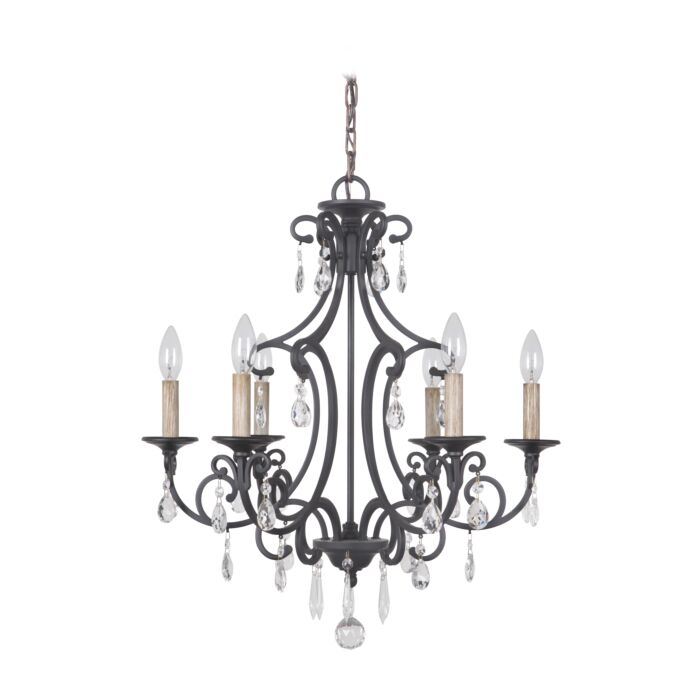 Craftmade Bentley 6 Light Chandelier in Matte Black