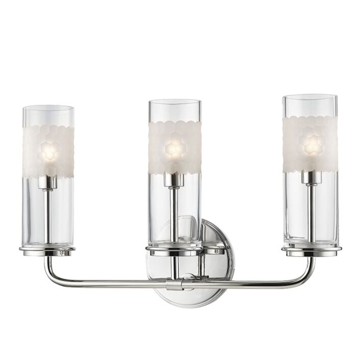 Hudson Valley Wentworth 3 Light 16 Inch Bathroom Vanity Light in Polished Nickel