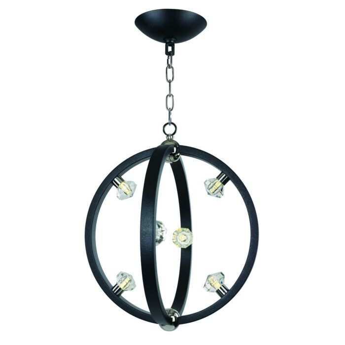 Maxim Lighting Equinox 18 Inch LED Pendant in Textured Black / Polished Nickel