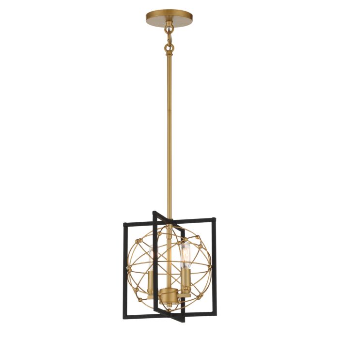 Minka Lavery Titans Trace 2 Light Pendant Light in Sand Coal with Painted Honey Gold