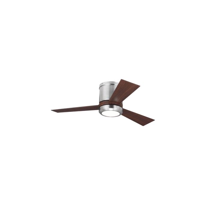 Monte Carlo Clarity II 42 Inch LED Flush Mount Ceiling Fan in Brushed Steel