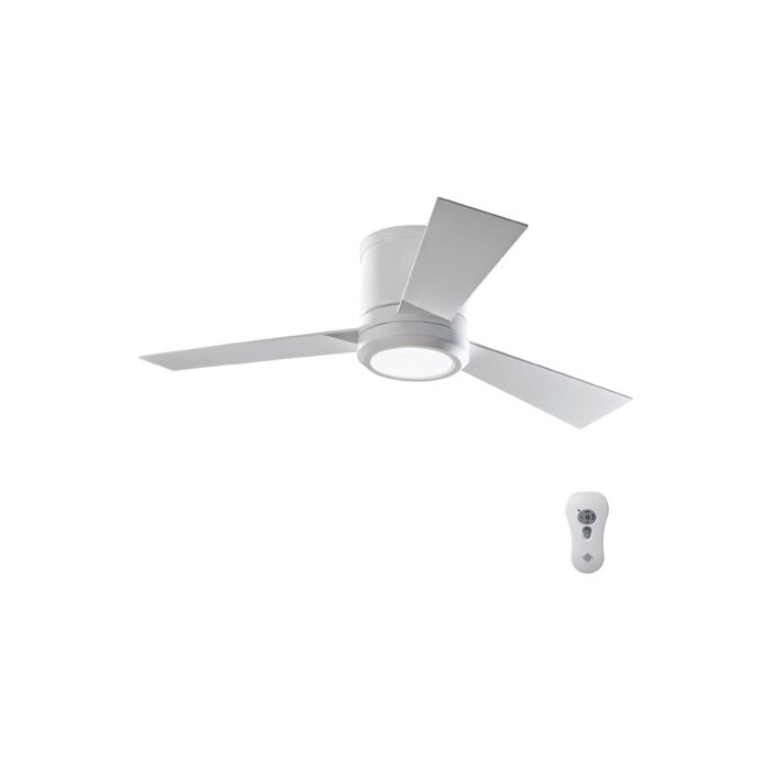 Monte Carlo Clarity II 42 Inch Flush Mount Ceiling Fan in Matte White