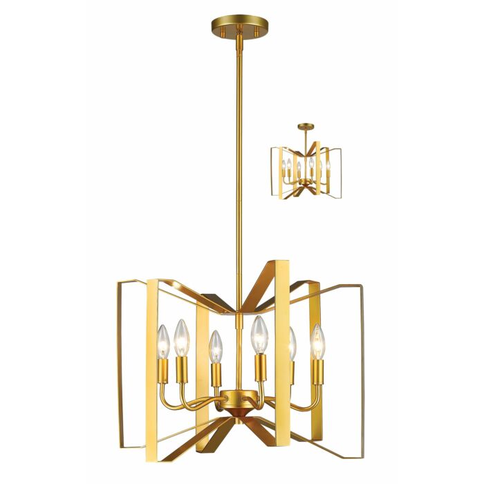 Z Lite Marsala 6 Light Pendant Light In Polished Metallic Gold