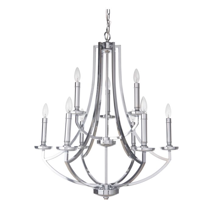 Craftmade Hayden 9 Light Transitional Chandelier in Chrome