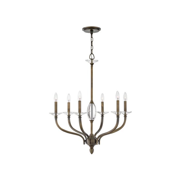 Hinkley Surrey 6 Light Single Tier Chandelier in Oiled Bronze