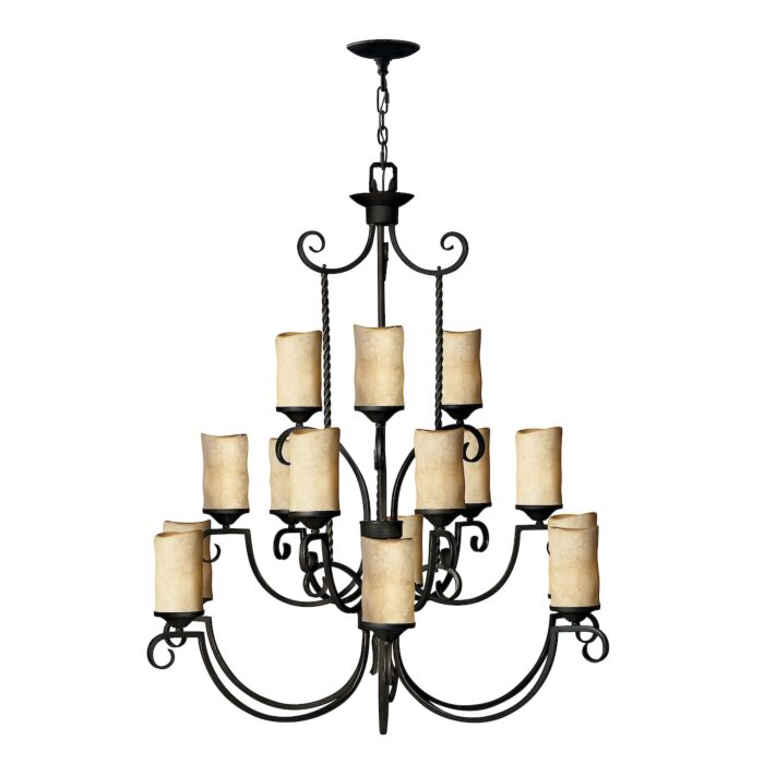 Hinkley Casa 15 Light Three Tier Chandelier in Olde Black