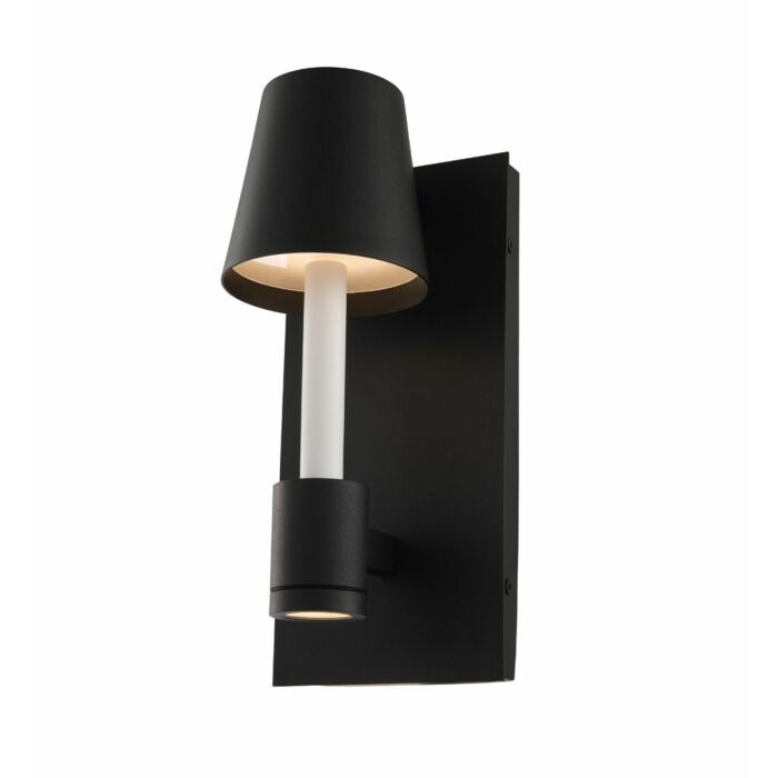 Kalco Candelero Outdoor Wall Light in Matte Black with White Accent