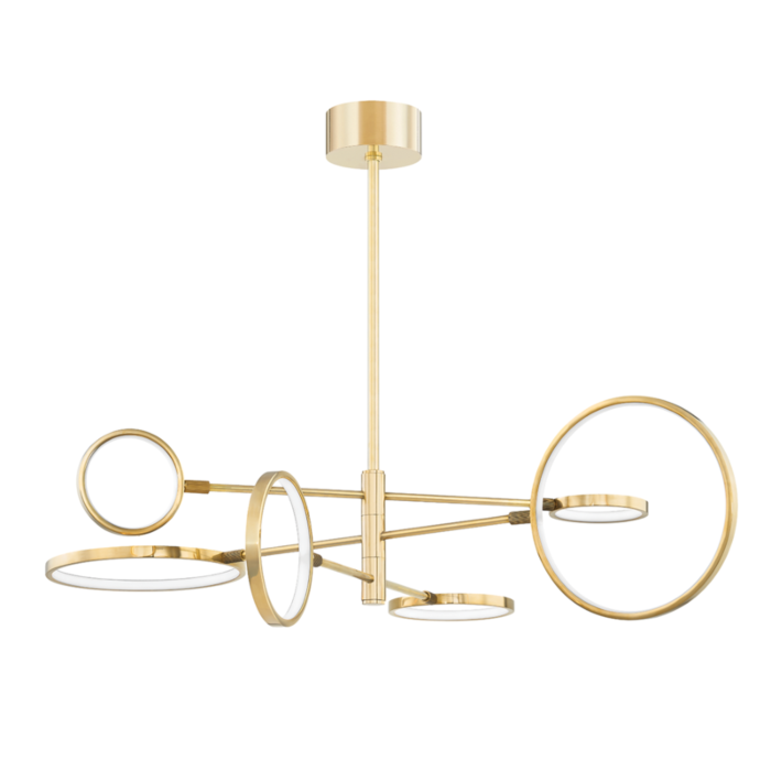 Hudson Valley Saturn Chandelier in Aged Brass