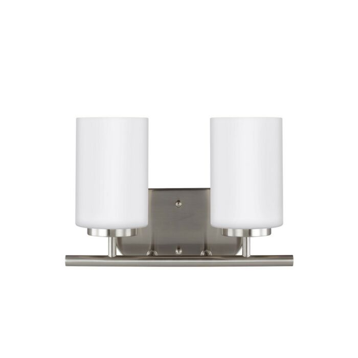 Sea Gull Oslo 2 Light 13 Inch Bathroom Vanity Light in Brushed Nickel
