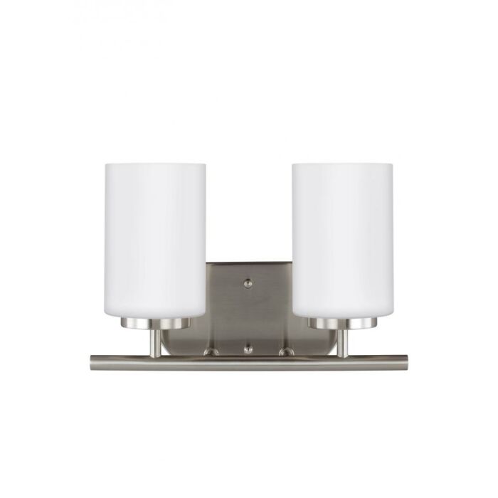 Sea Gull Oslo 2 Light 13 Inch Bathroom Vanity Light in Brushed Nickel