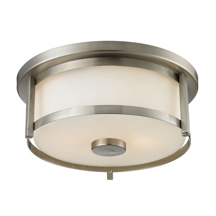 Z Lite Savannah 2 Light Flush Mount Ceiling Light In Brushed Nickel