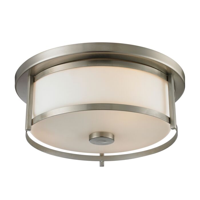 Z Lite Savannah 2 Light Flush Mount Ceiling Light In Brushed Nickel