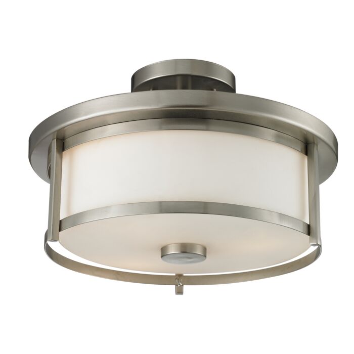 Z Lite Savannah 2 Light Semi Flush Mount Ceiling Light In Brushed Nickel