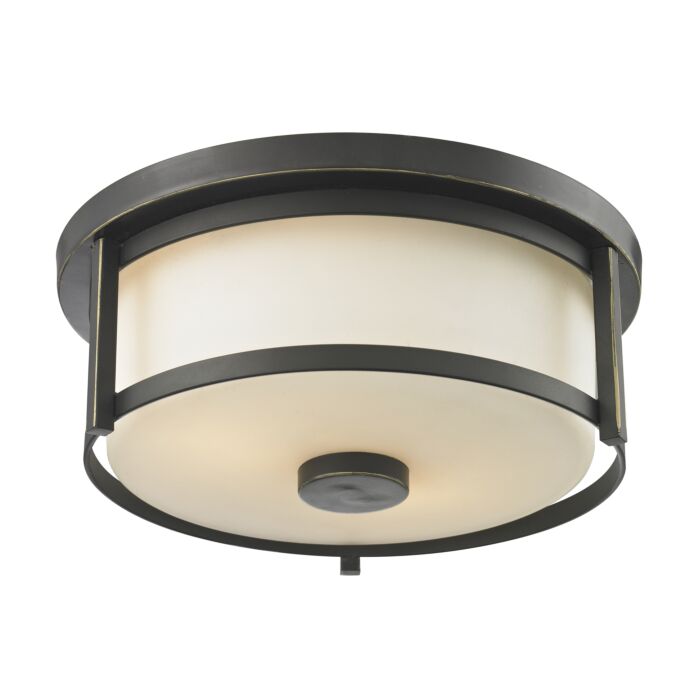 Z Lite Savannah 2 Light Flush Mount Ceiling Light In Olde Bronze