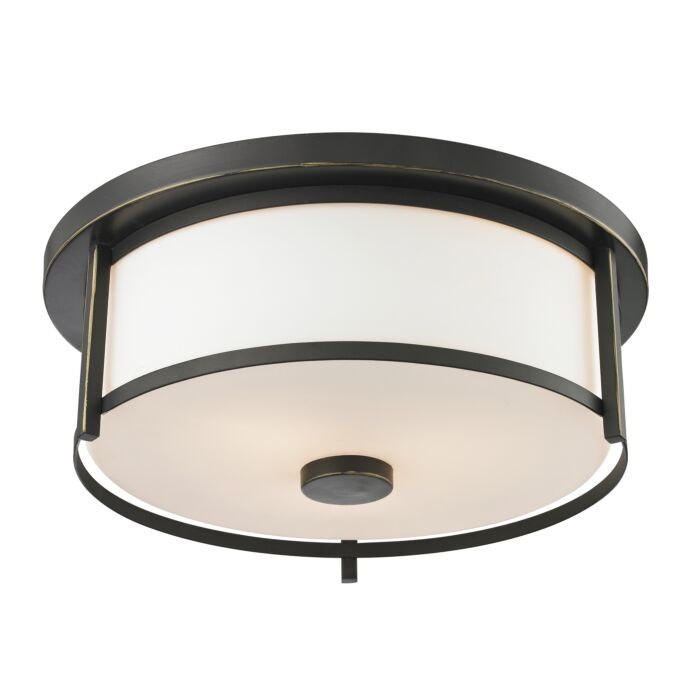 Z Lite Savannah 2 Light Flush Mount Ceiling Light In Olde Bronze