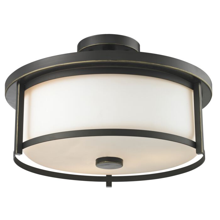 Z Lite Savannah 3 Light Semi Flush Mount Ceiling Light In Olde Bronze
