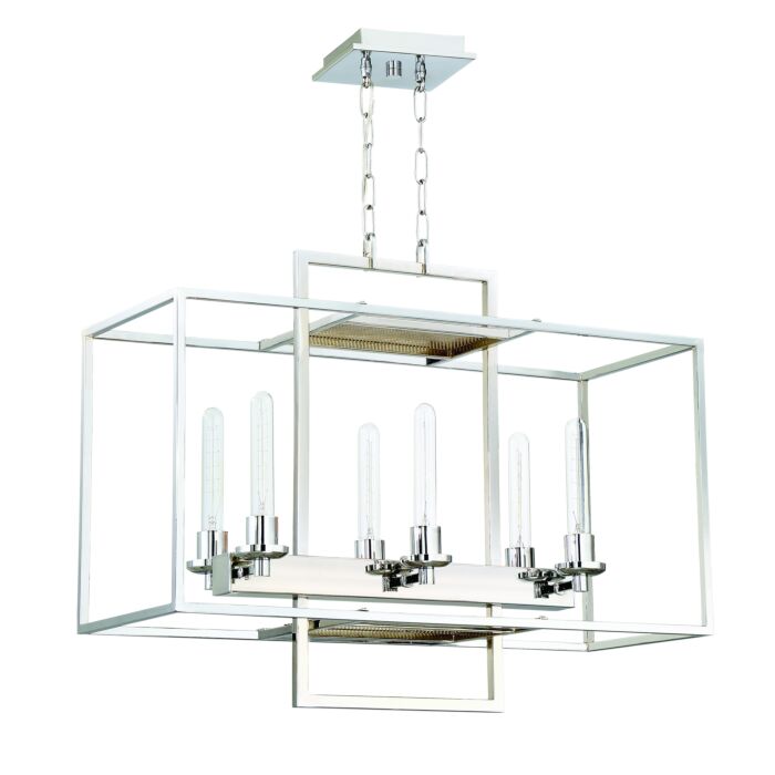 Craftmade Cubic 6 Light 30 Inch Transitional Chandelier in Chrome