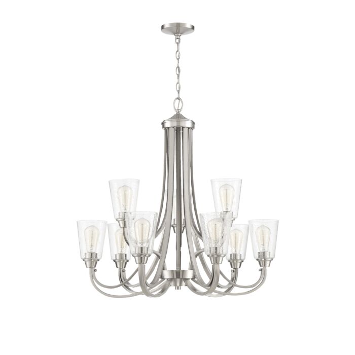 Craftmade Grace 9 Light Transitional Chandelier in Brushed Polished Nickel