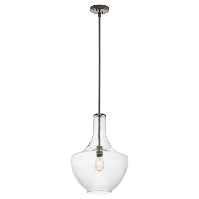 Kichler Everly 13.75 Inch Clear Glass Pendant in Olde Bronze