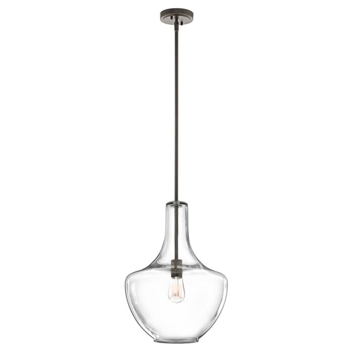Kichler Everly 13.75 Inch Seeded Glass Pendant in Olde Bronze