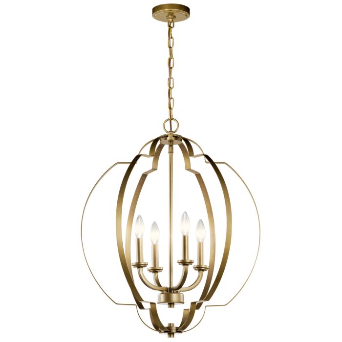 Kichler Voleta 4 Light 22 Inch Quatrefoil Pendant Light in Natural Brass