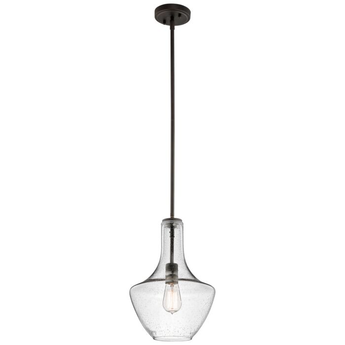 Kichler Everly 10.5 Inch Seeded Glass Pendant in Olde Bronze