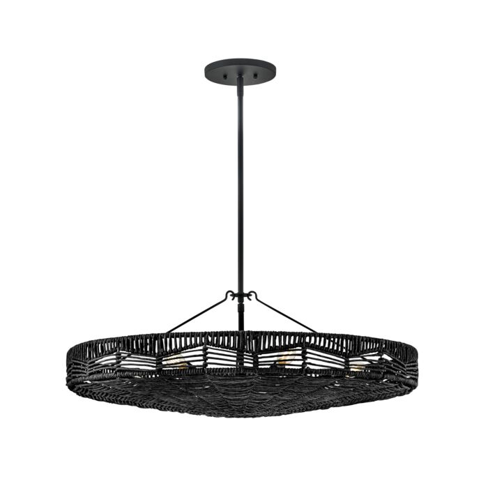 Ophelia 6-Light Medium Convertible Pendant in Black with Black Natural Shade