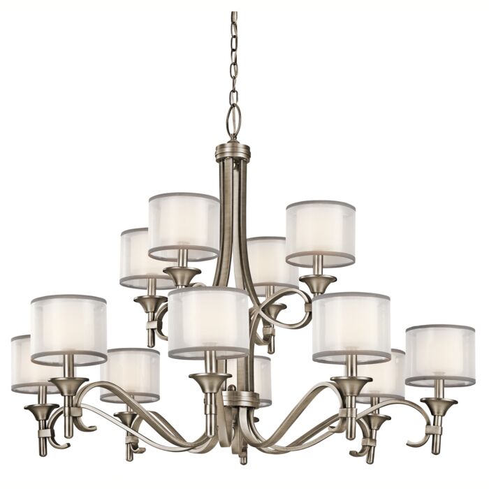 Kichler Lacey 12 Light Chandelier in Antique Pewter