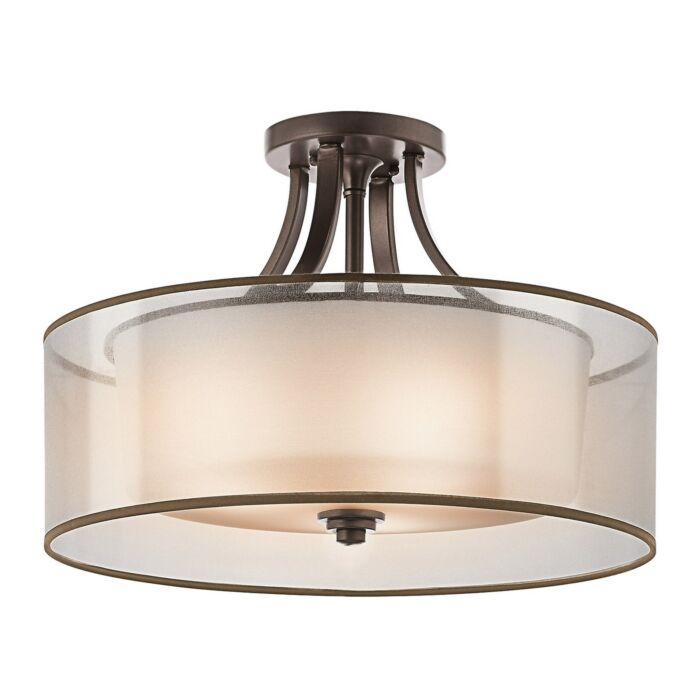 Kichler Lacey 4 Light Semi Flush in Mission Bronze