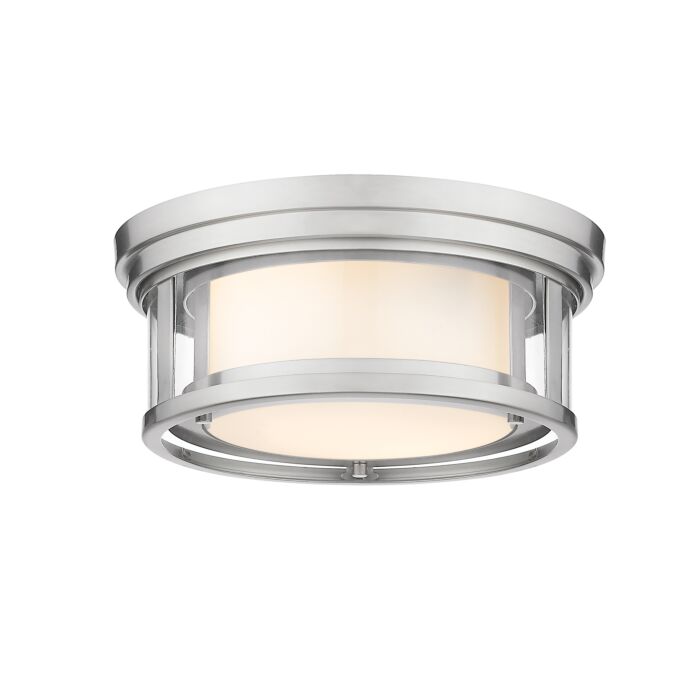 Z Lite Willow 2 Light Flush Mount Ceiling Light In Brushed Nickel