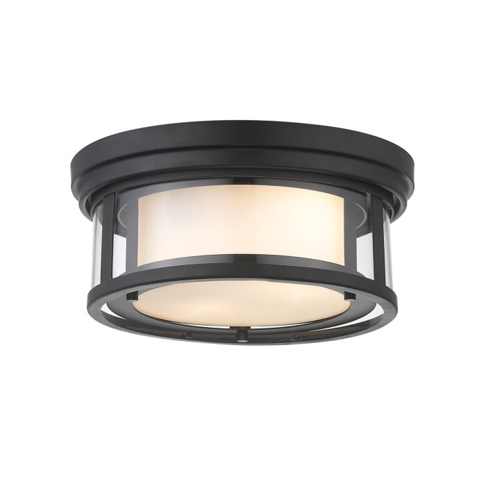 Z Lite Willow 2 Light Flush Mount Ceiling Light In Matte Black