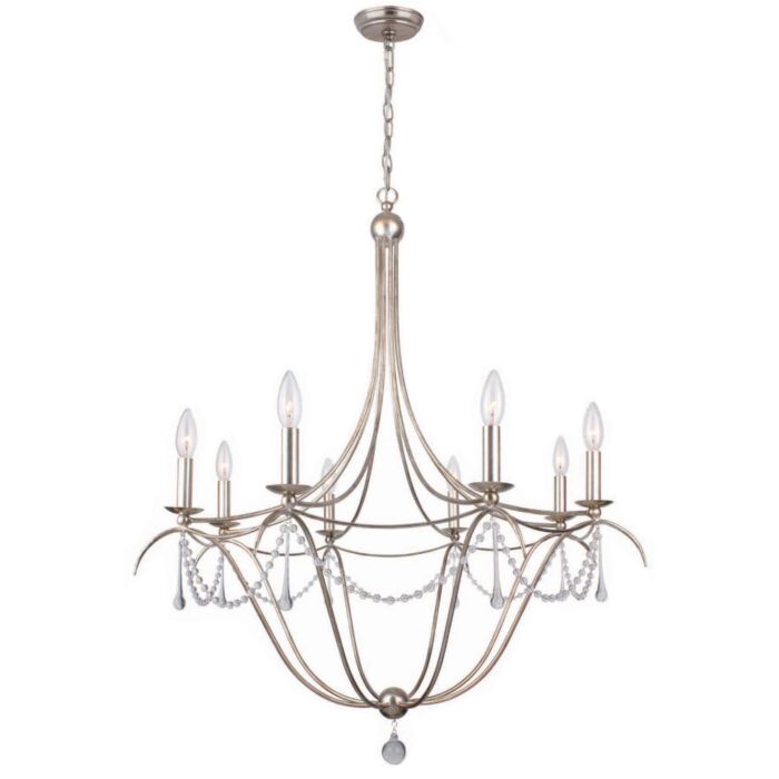 Crystorama Metro 8 Light 38 Inch Modern Chandelier in Antique Silver